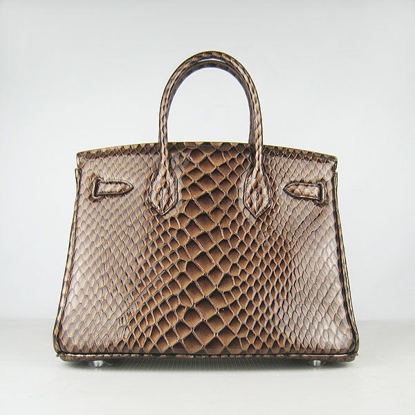 Replica Hermes Birkin 30CM Fish Veins Leather Bag Dark Coffee 6088 On Sale - Click Image to Close